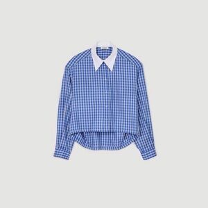 Sandro Blue and White Short Checkered Shirt